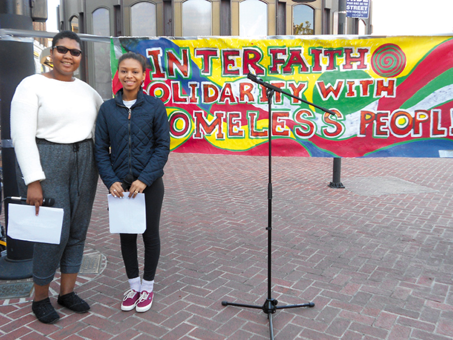 Rayven Wilson and Carena Ridgeway of Youth Spirit Artworks were the MCs at the interfaith event. Lydia Gans photo