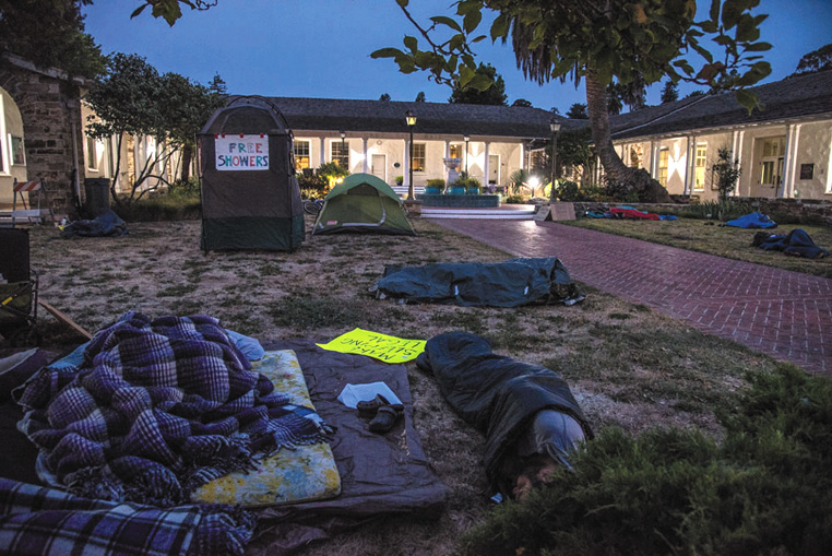 The Freedom Sleepers held three sleep-ins at Santa Cruz City Hall in July to challenge the laws that criminalize homelessness.