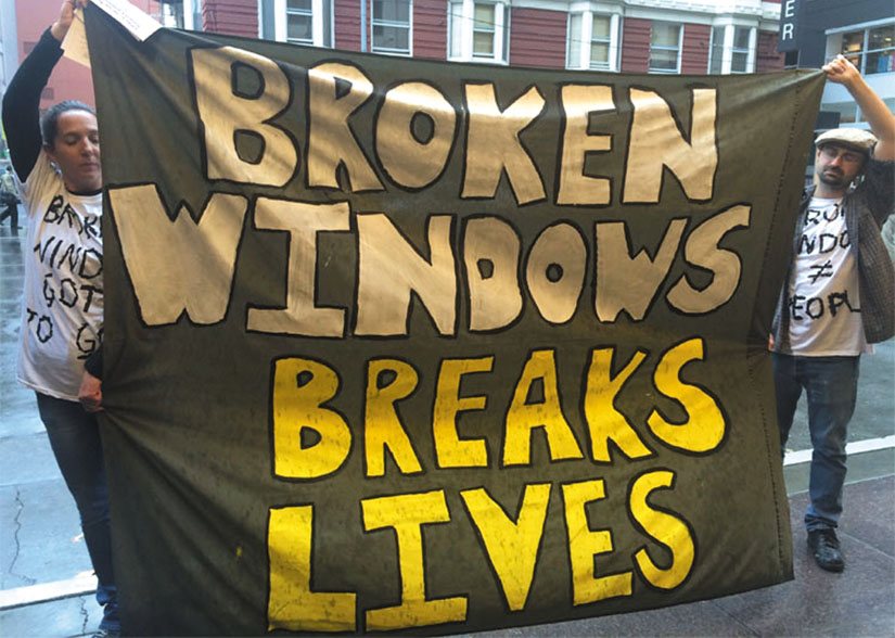 Broken.jpg WRAP members protest the International Downtown Association’s support for Broken Windows laws. Jess Clarke photo