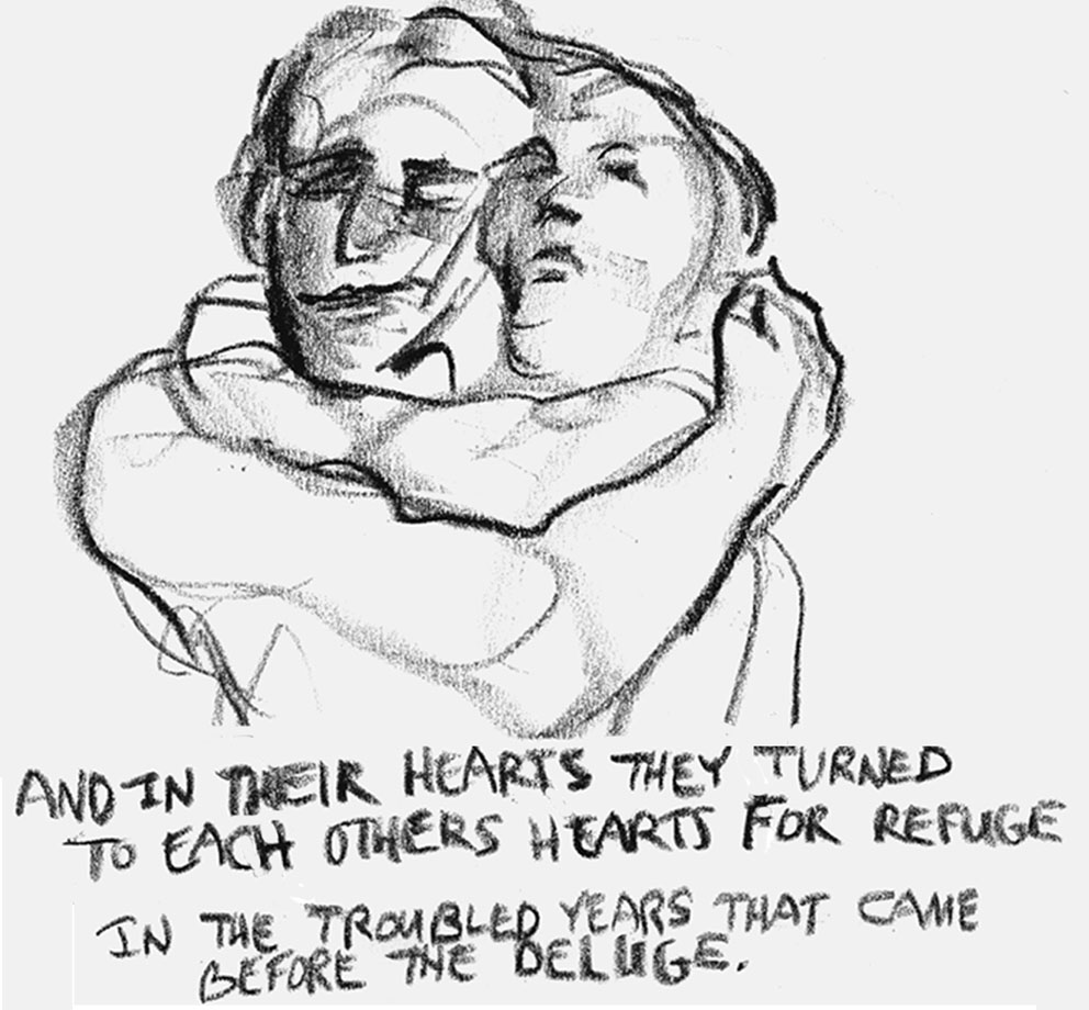 “And in their hearts they turned to each other’s hearts for refuge.” Art by Joy Destefano