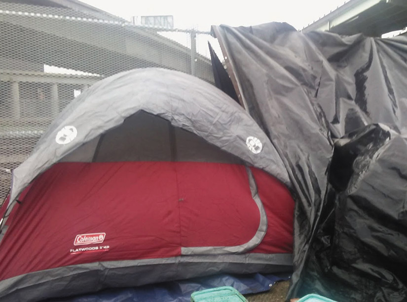 Miss Raynel’s tent near the railroad tracks in West Oakland. Wanda Sabir photo