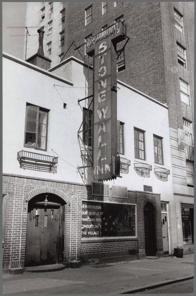 A black and white photo of the Stonewall Inn in 1969.