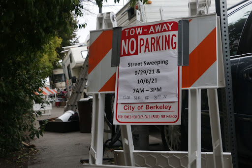 A "No parking" sign on 8th and Harrison.