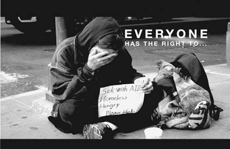 “Everyone has the right to…” suffer from poverty, homelessness and hunger on the city streets. Robert L. Terrell photo