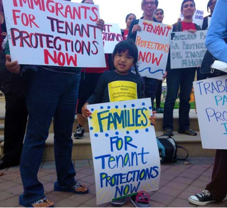 “Families for tenant protections now.” The youngest are threatened by displacement. Photo: JCCJ