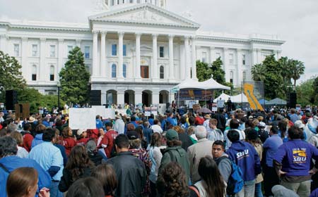  Thousands of students and teachers rallied against state budget cuts on April 21 in front of the State Capitol. Mark Copelan photo