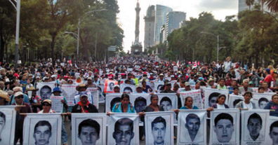 The disappearance of 43 students from Ayotzinapa have sparked large demonstrations across Latin America in the last 2 years. Demonstrators have marched on Mexican embassies, displaying the photographs of the 43 disappeared students.