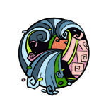 Illustration of water pouring out. This is a translation of the "water bearer," the traditional symbol for the zodiac sign Aquarius.