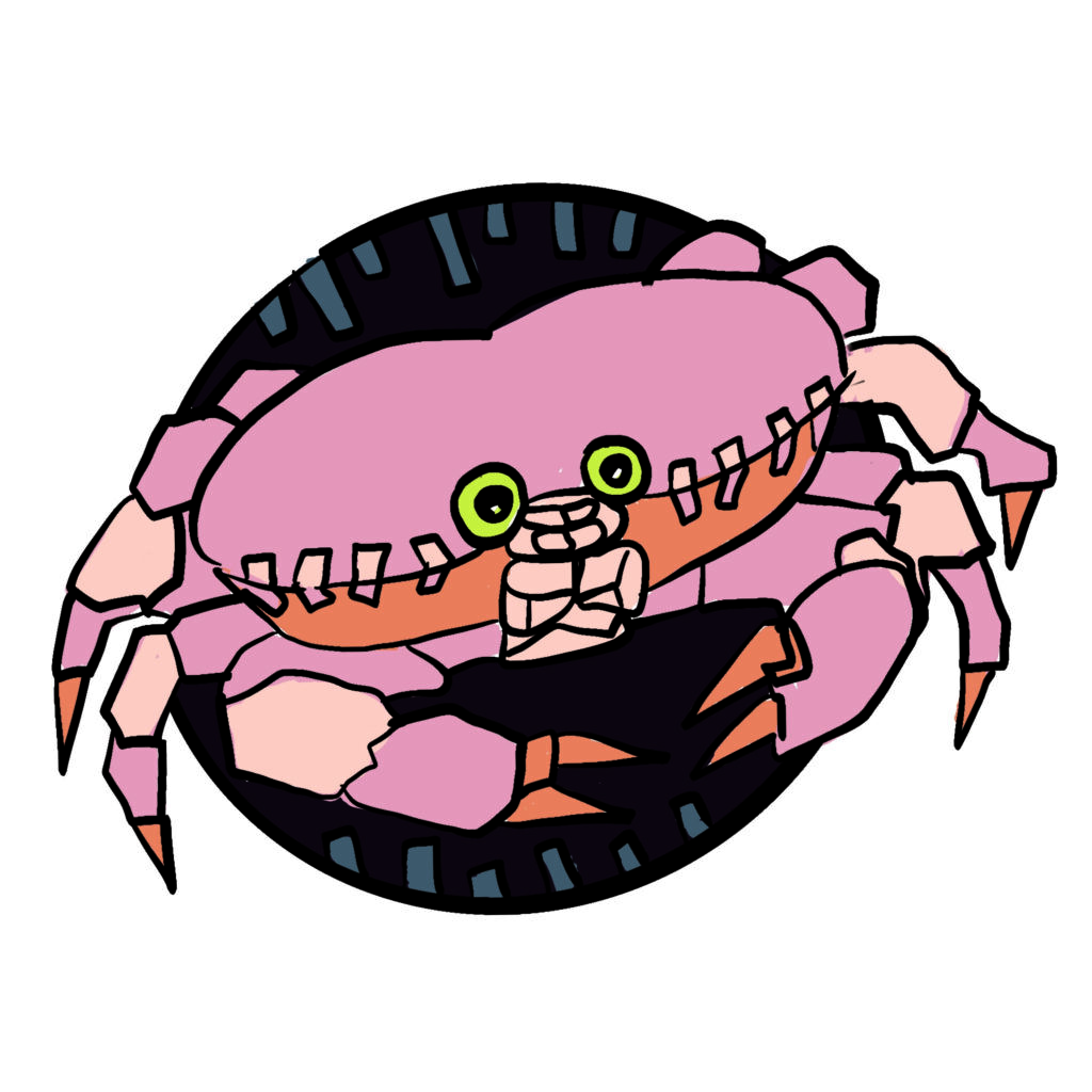 Illustration of a crab. This is a symbol for the zodiac sign Cancer.